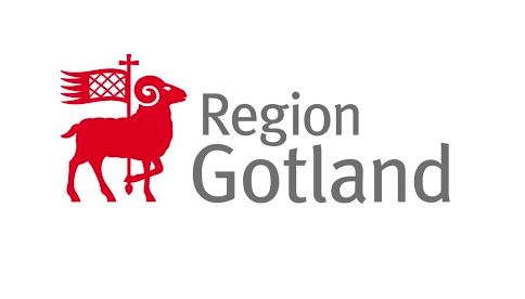 Region Gotland Logo with a Sheep holding a flag 